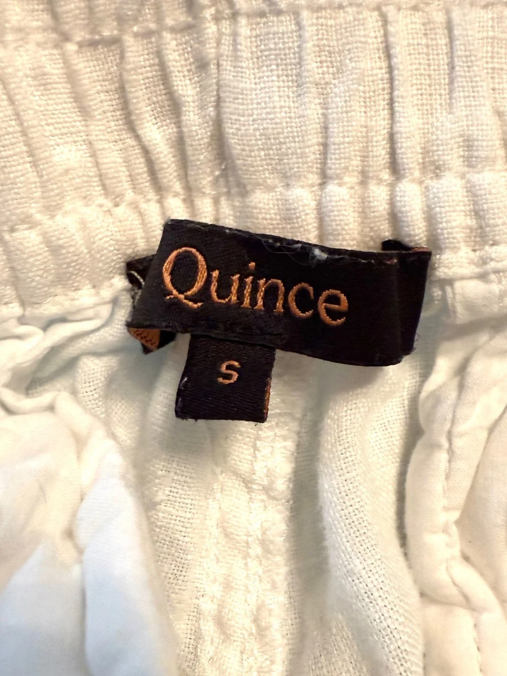 Quince White 100% European Linen Shorts Elastic Drawstring Pocket Size Small EUC - Picture 2 of 13